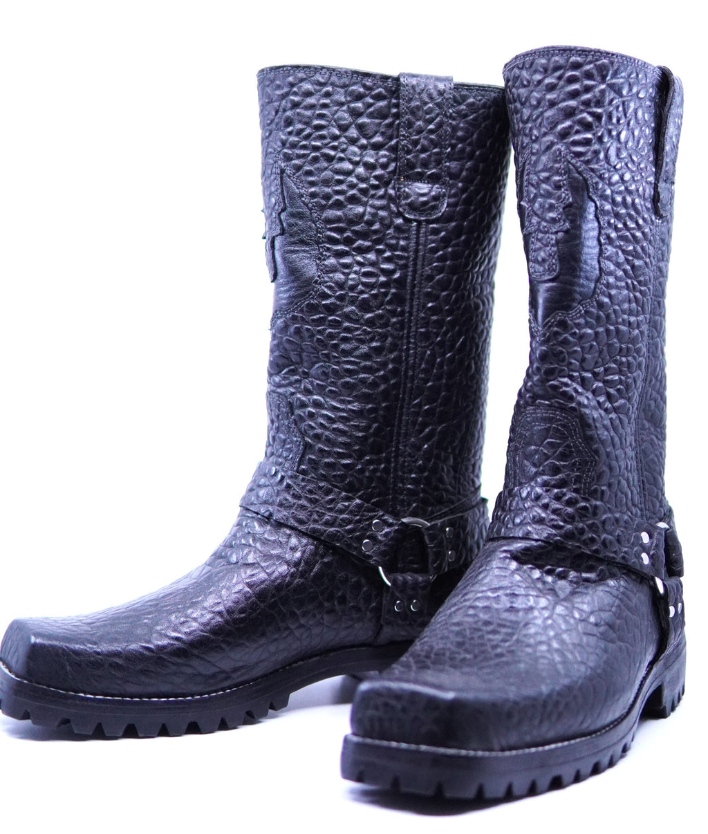 Textured Leather Motorcycle Boots US 10 image 3