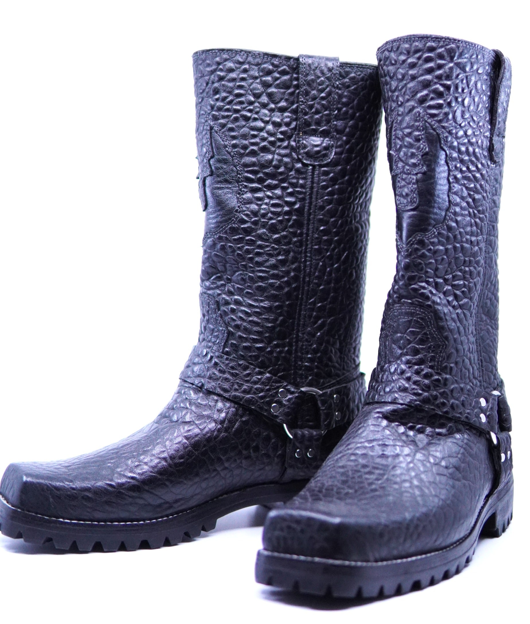 Textured Leather Motorcycle Boots US 10 image 3