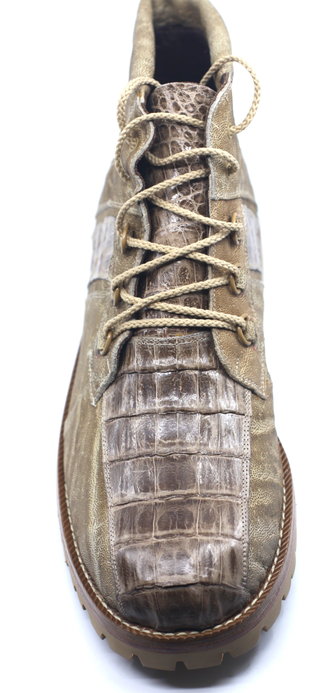 Tan Croc and Leather Combat Boot US 10.5 image 1