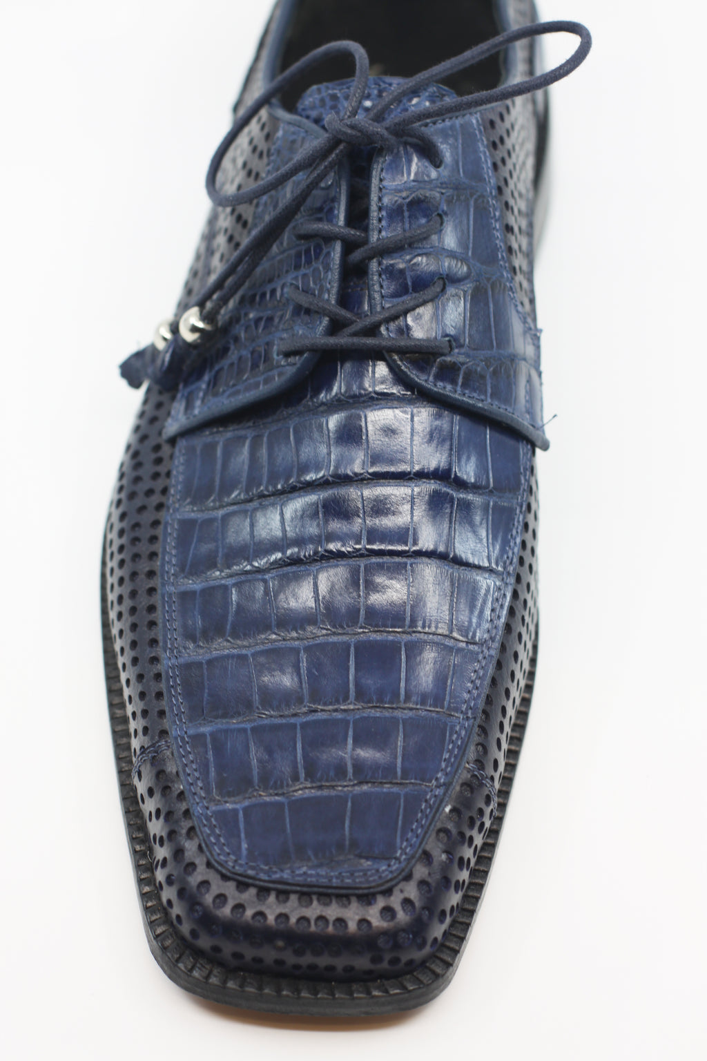 Navy Alligator Leather Dress Men's 12 image 2
