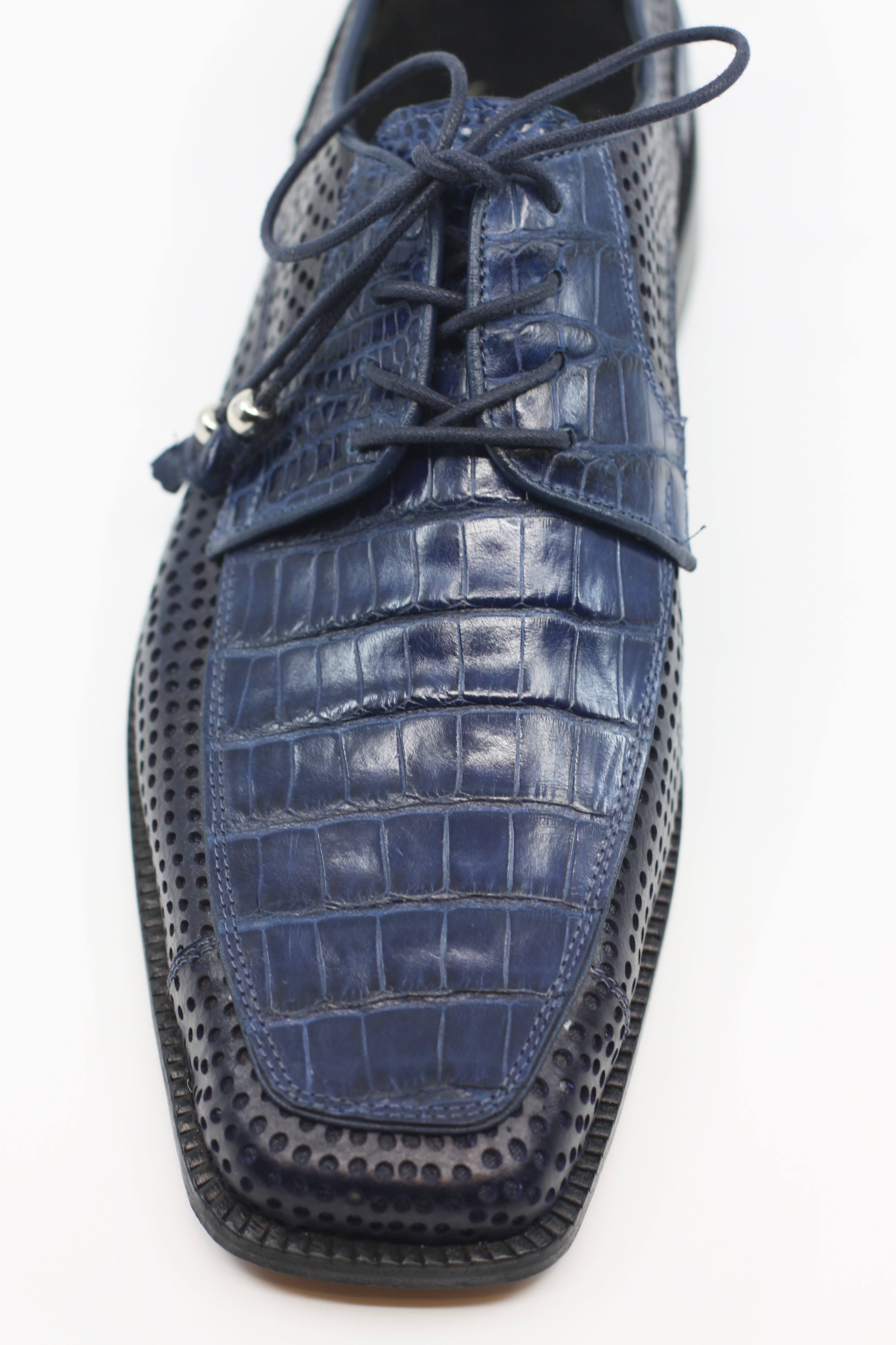 Navy Alligator Leather Dress Men's 12 image 2