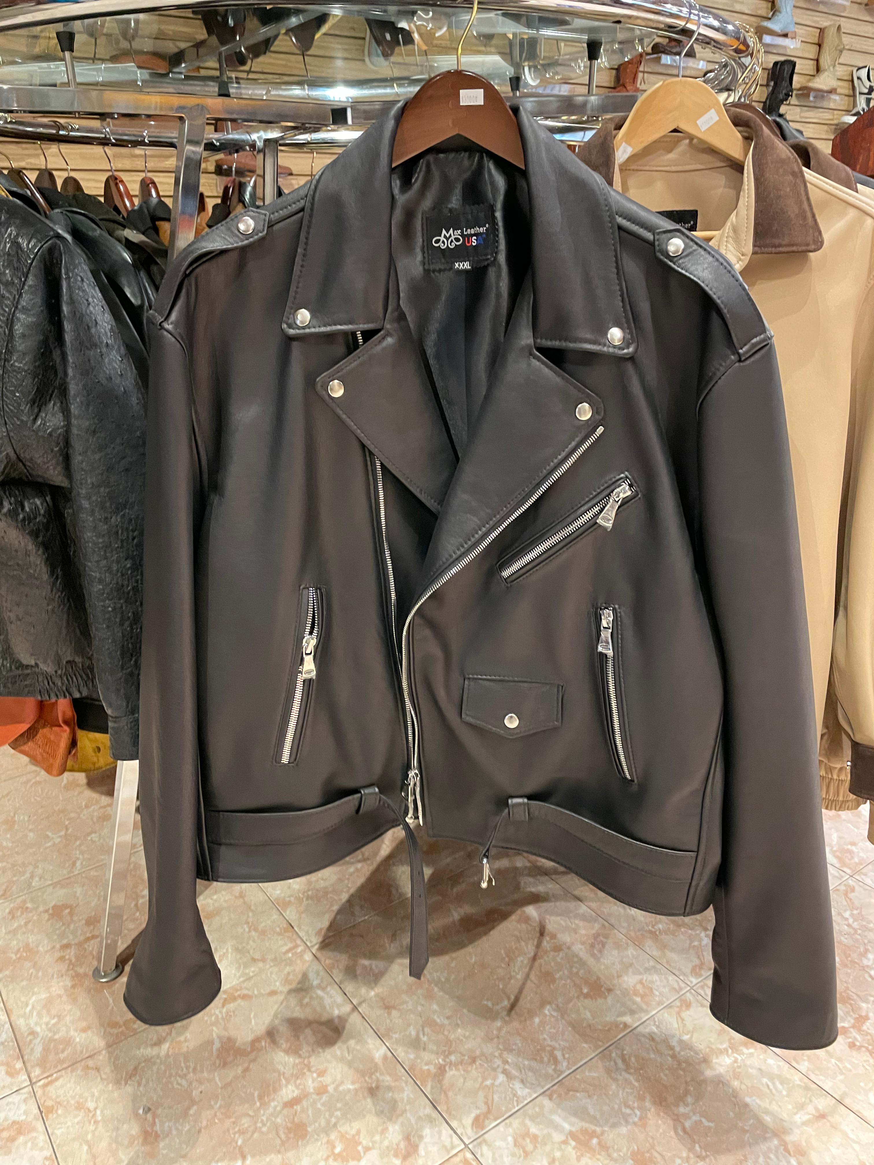 Lamb Leather Biker Jacket US Men's 3XL image 0