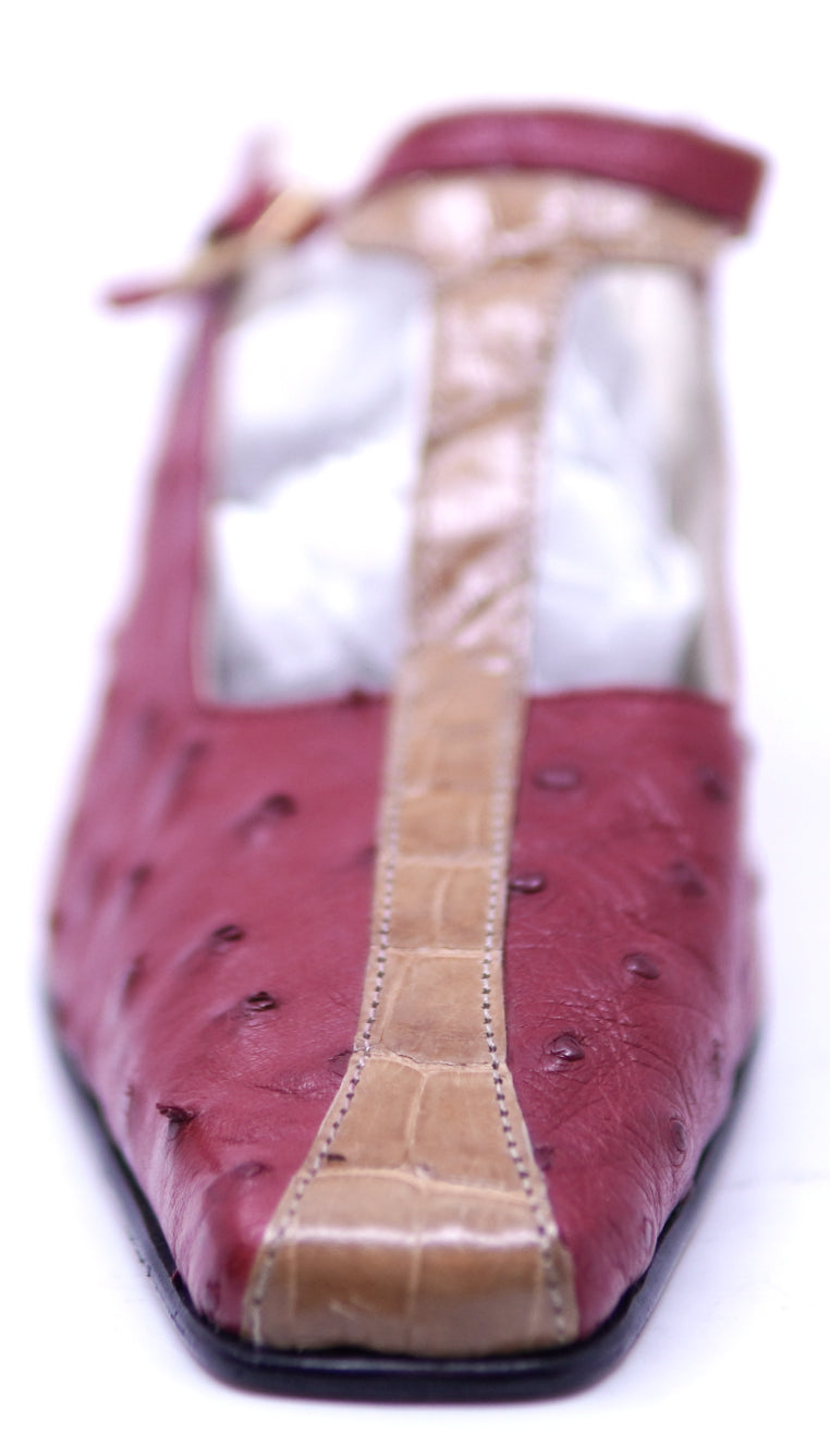 Red Ostrich & Buttercup Alligator Heels 9-US Women's image 3