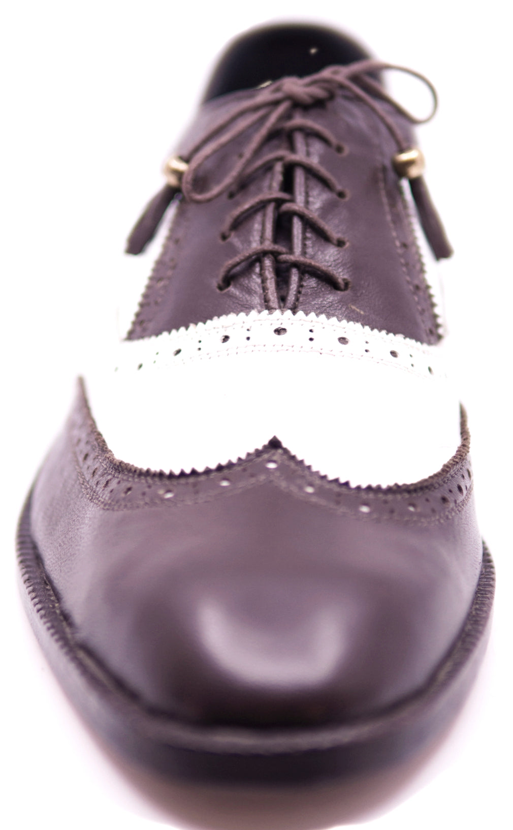 Genuine White & Brown Leather Wingtip Dress Shoe 12-US Men's image 3