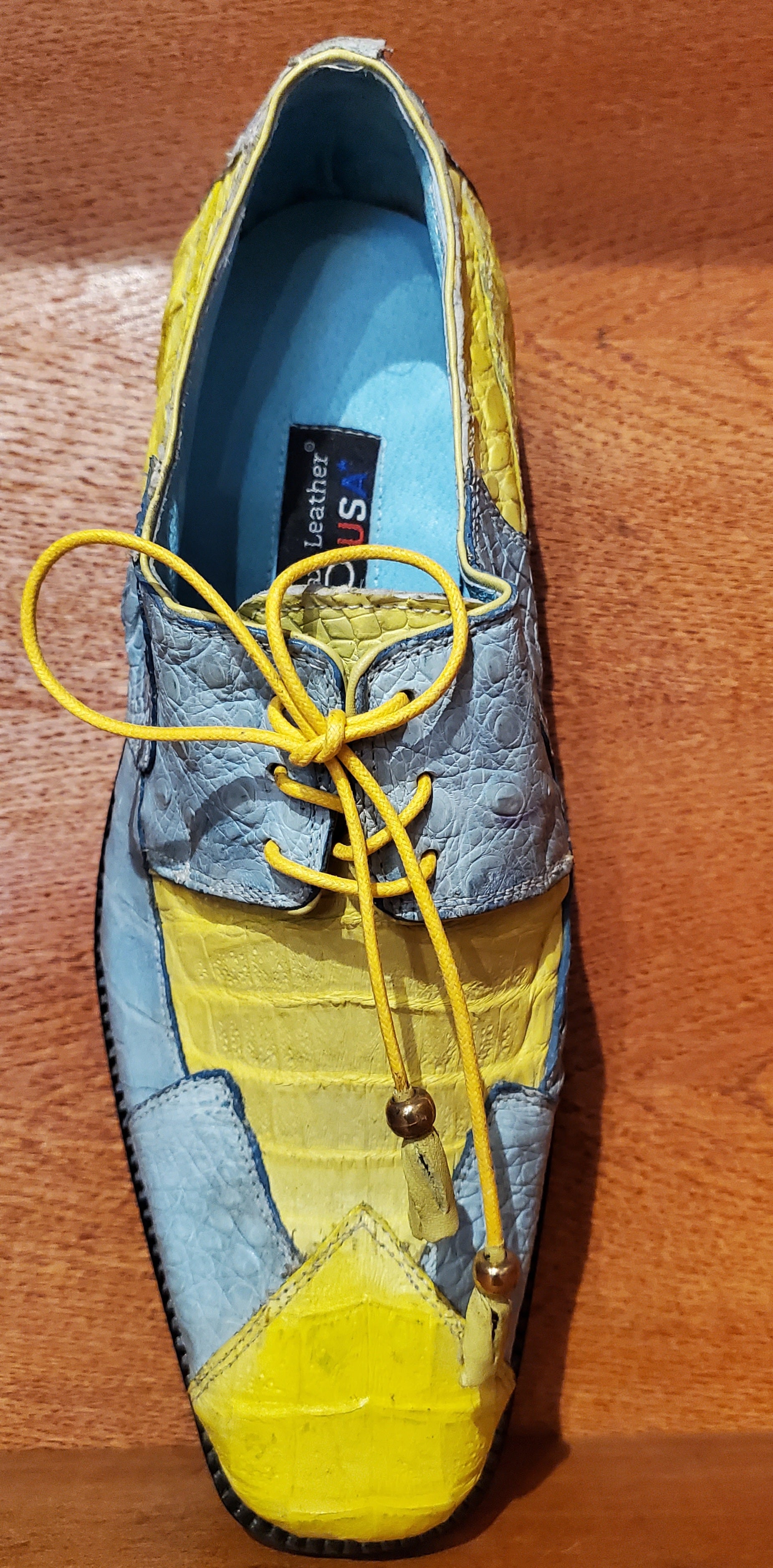 Yellow & Blue Crocodile Dress Shoe US Men's 10.5 image 2