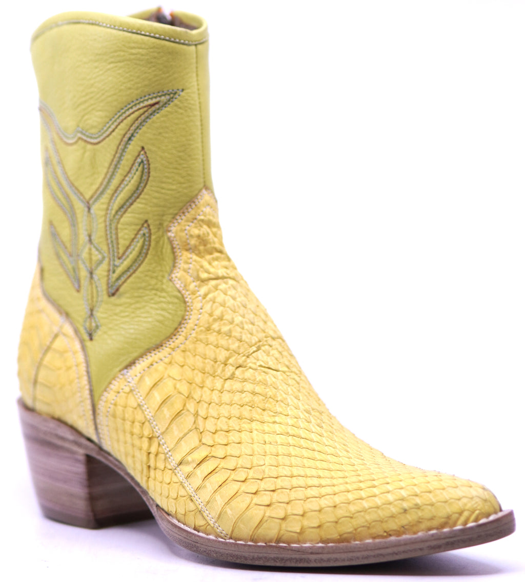 Genuine Light Green & Yellow Python Botin 9-US Womens image 3