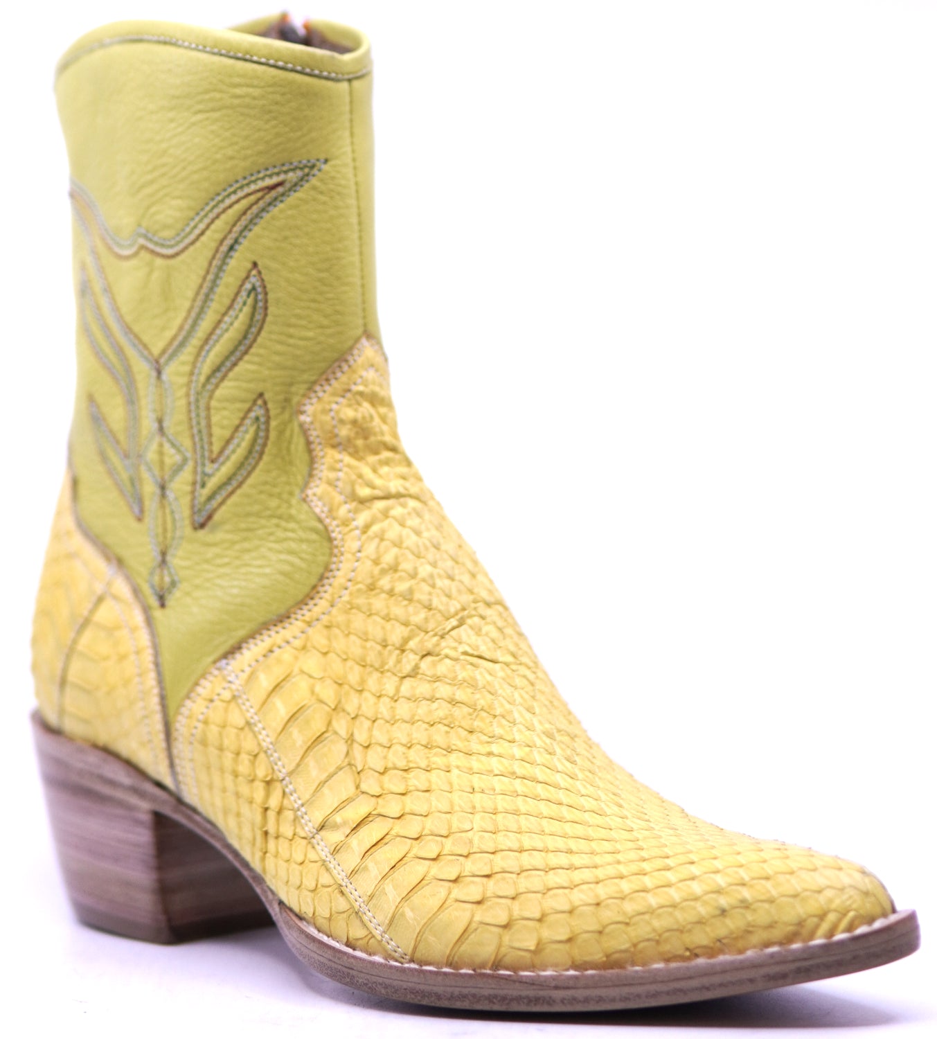 Genuine Light Green & Yellow Python Botin 9-US Womens image 3