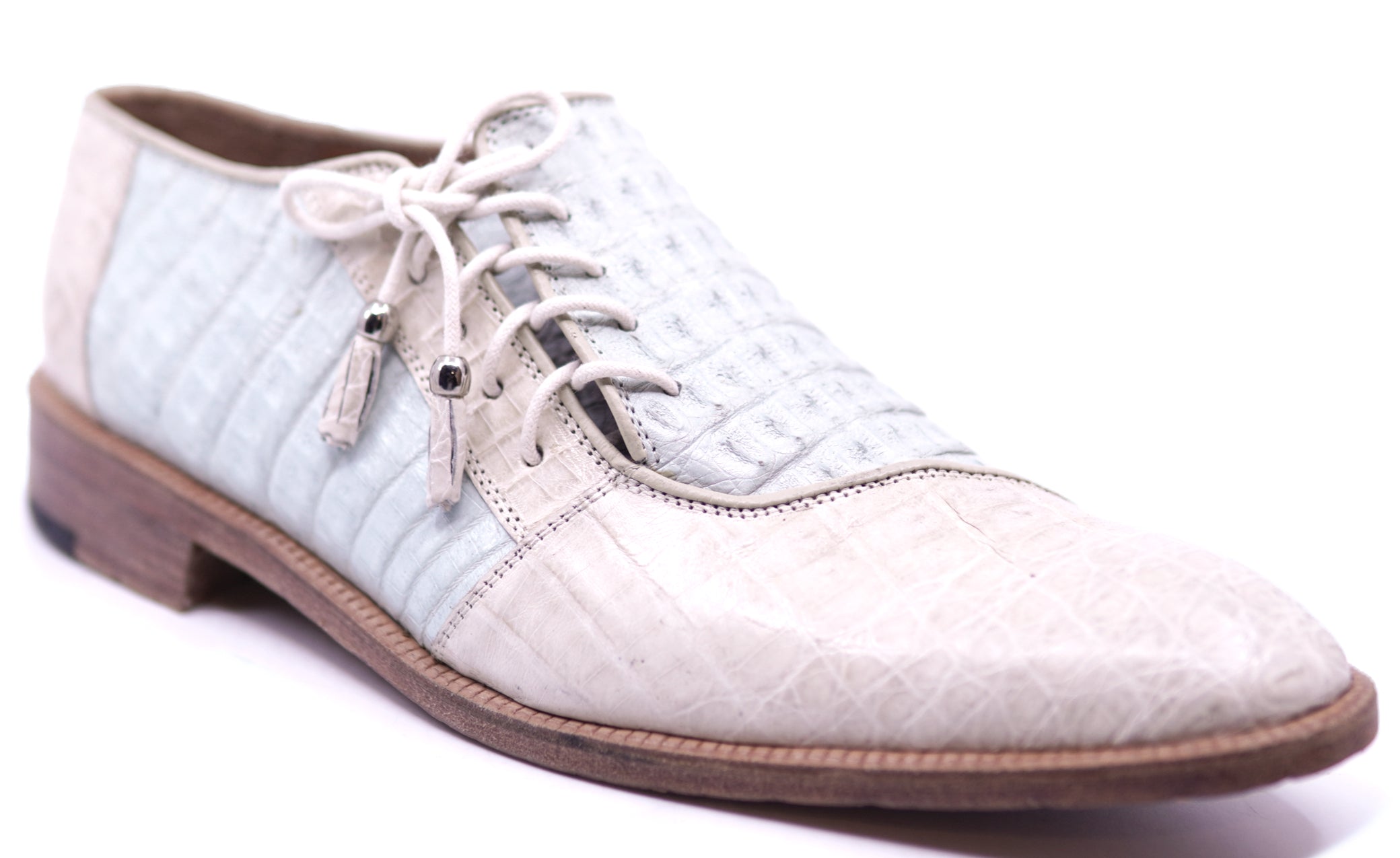 Genuine Beige & Baby Blue Crocodile Dress Shoe image 2