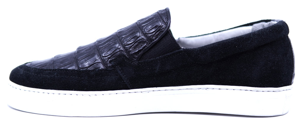 Genuine Crocodile & Suede Slip-On Sneakers image 1