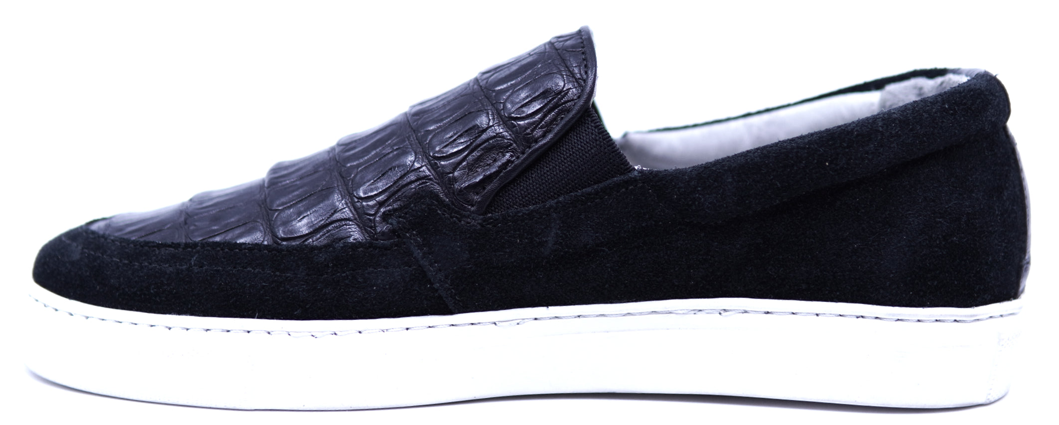 Genuine Crocodile & Suede Slip-On Sneakers image 1