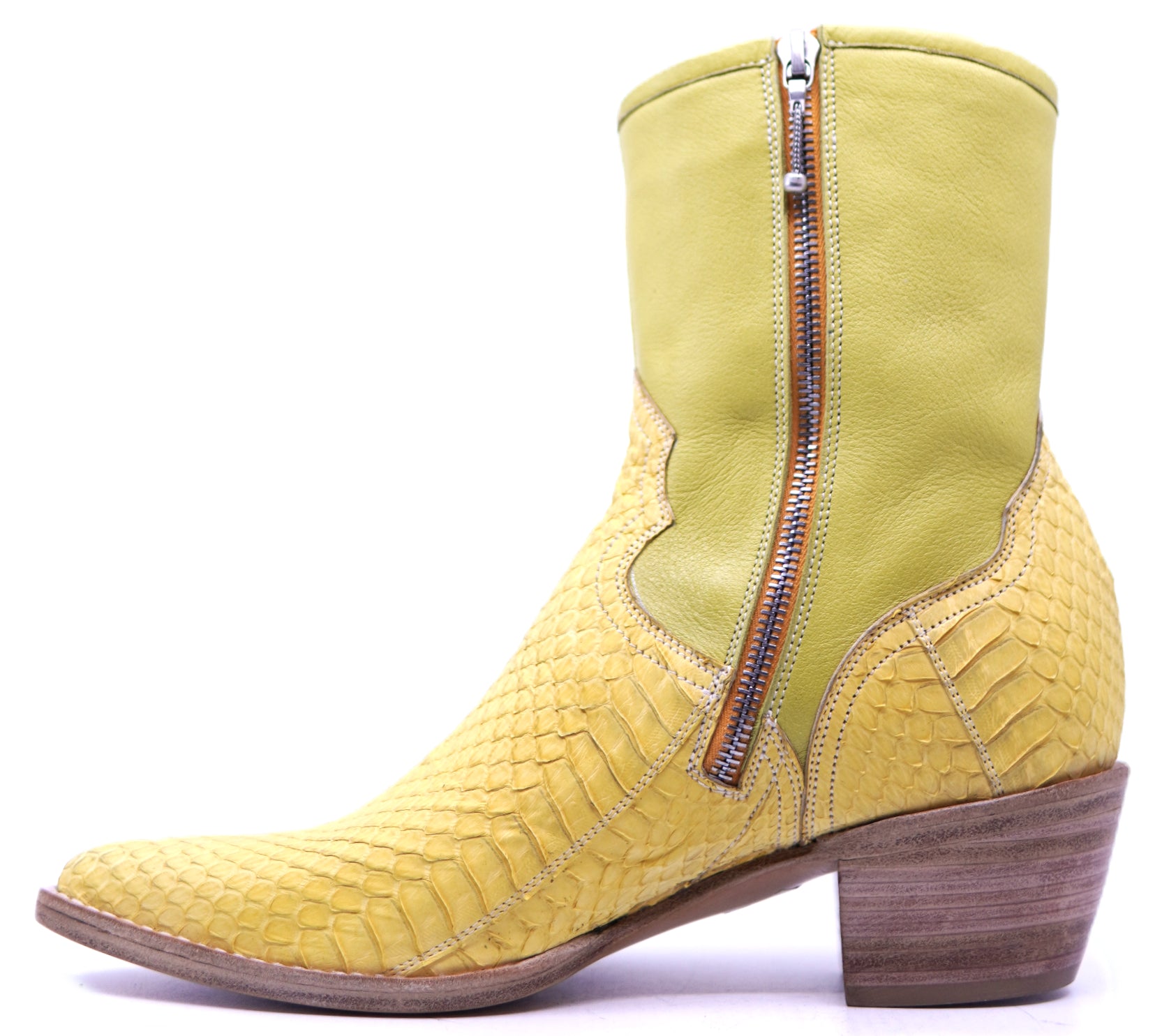 Genuine Light Green & Yellow Python Botin 9-US Womens image 1