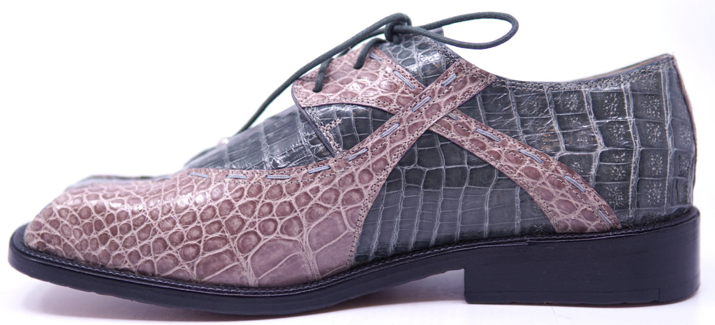 Genuine Gray & Dark Pink Alligator Dress Shoe image 1