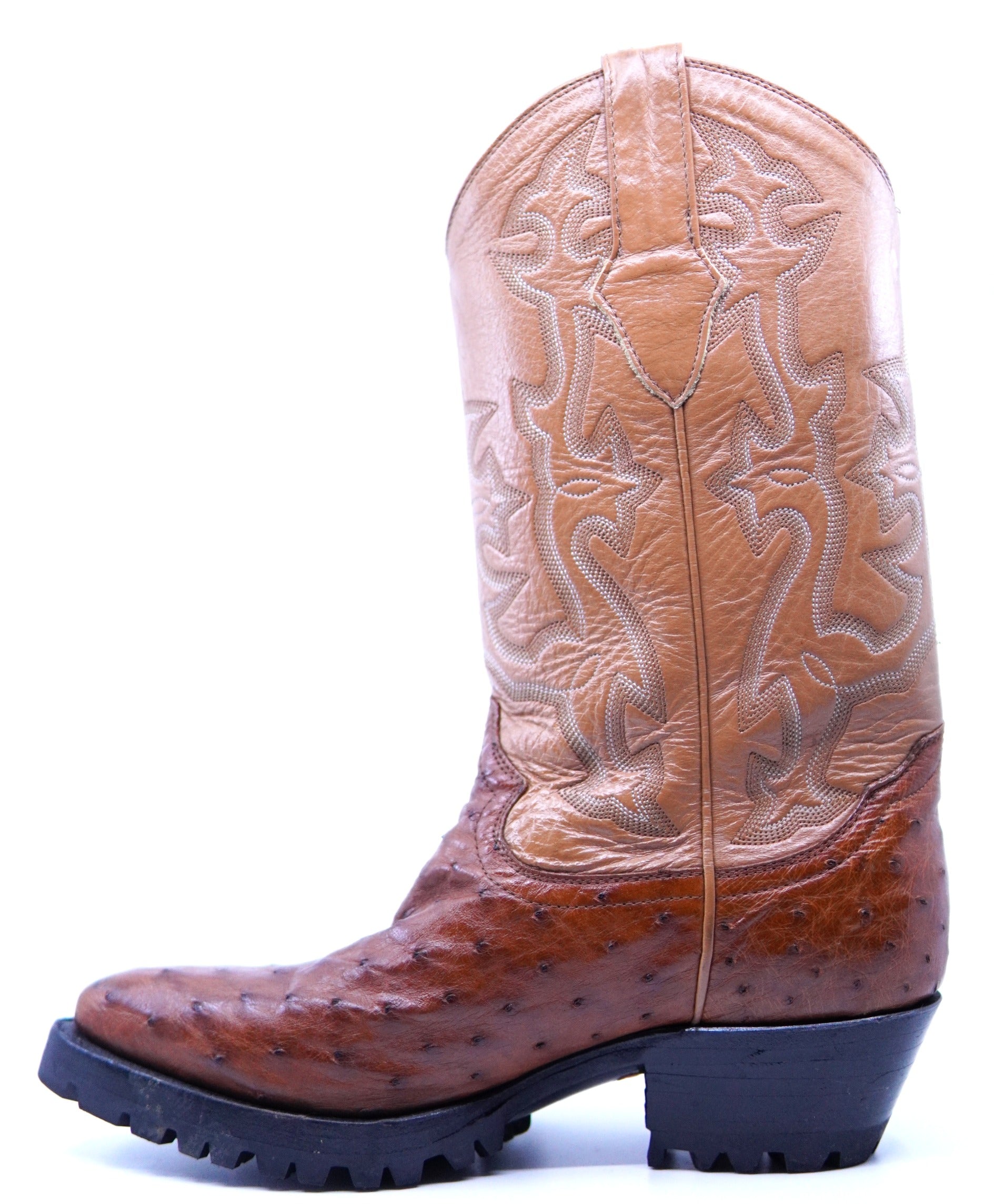 Rugged Cognac Ostrich Boots US Men's 7EE image 1