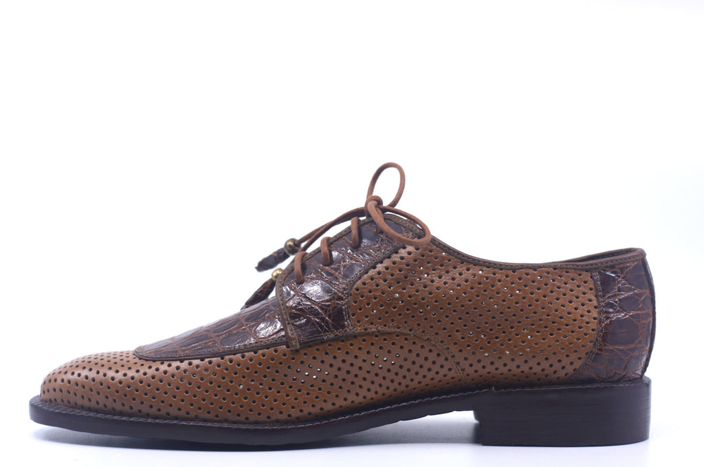 Crocodile and Perforated Leather Dress Shoe US Men's 10 image 2