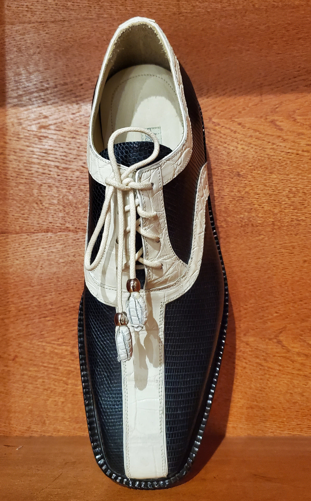 White Alligator & Navy Blue Lizard Dress Shoe image 2