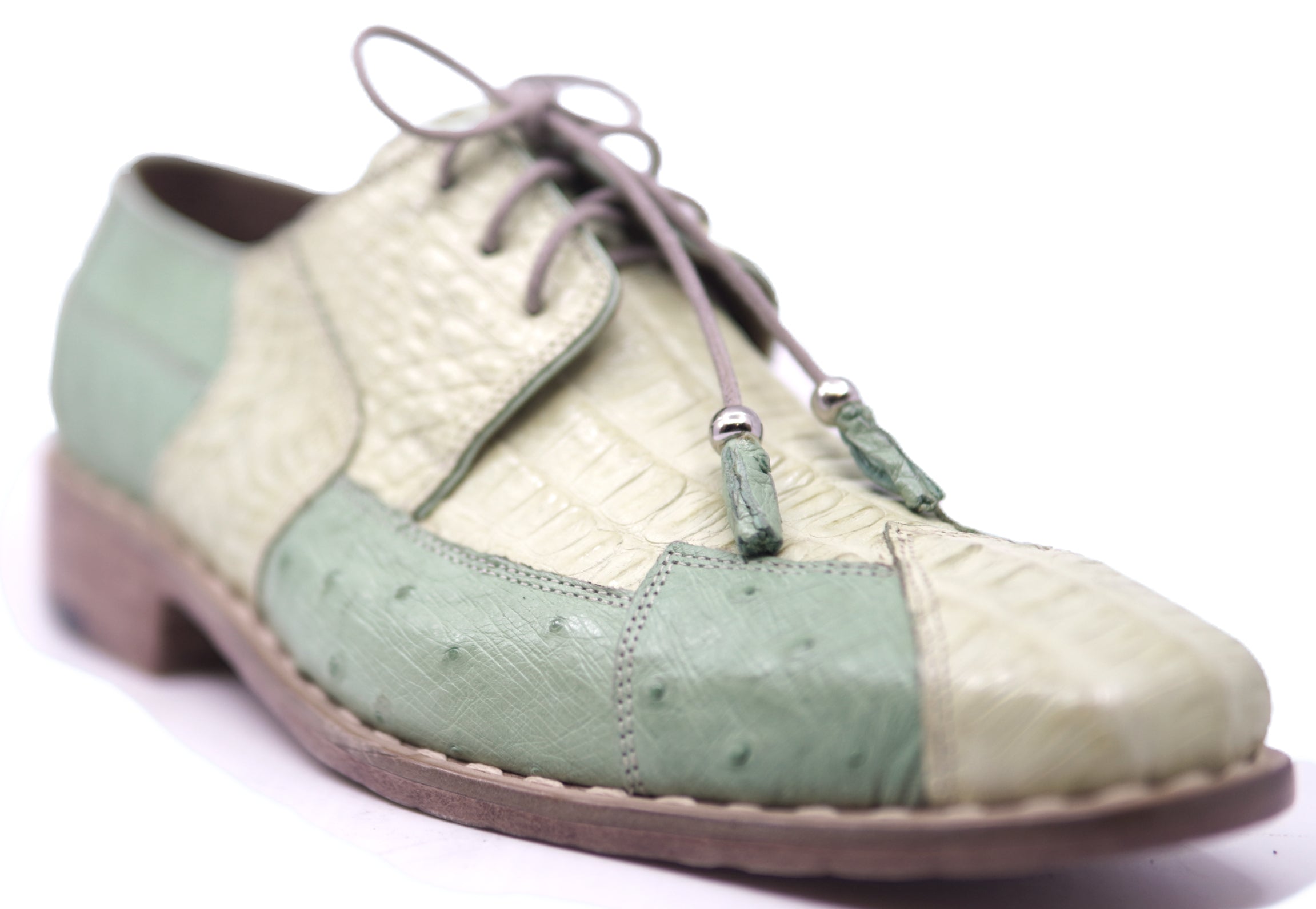 Genuine Lime Green Caiman & Green Ostrich 007 Dress Shoe image 2