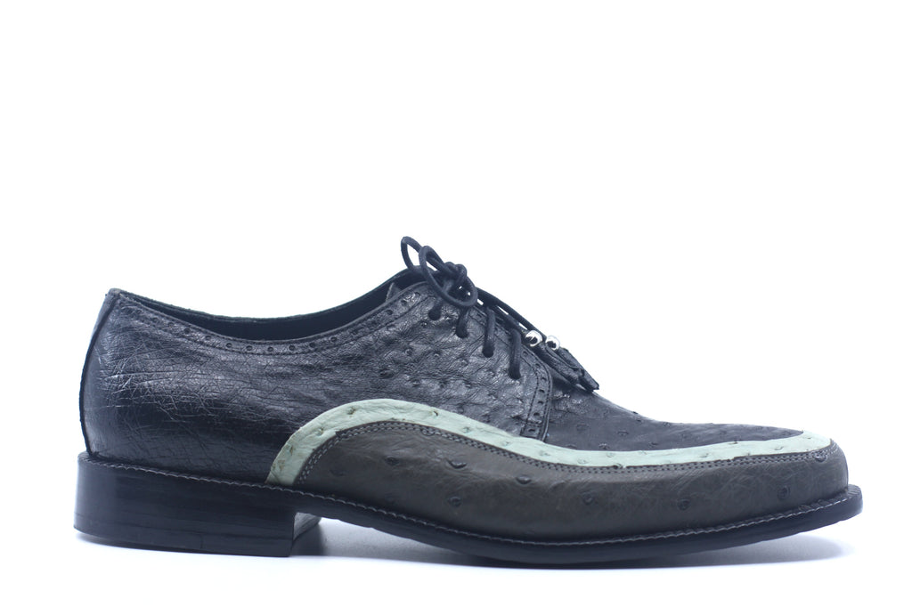 Black/Grey/Blue Ostrich Dress Shoe US 11 image 0