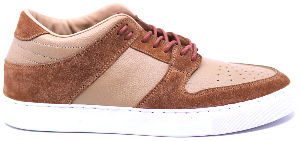 Beige Leather & Cognac Suede Sneaker image 0