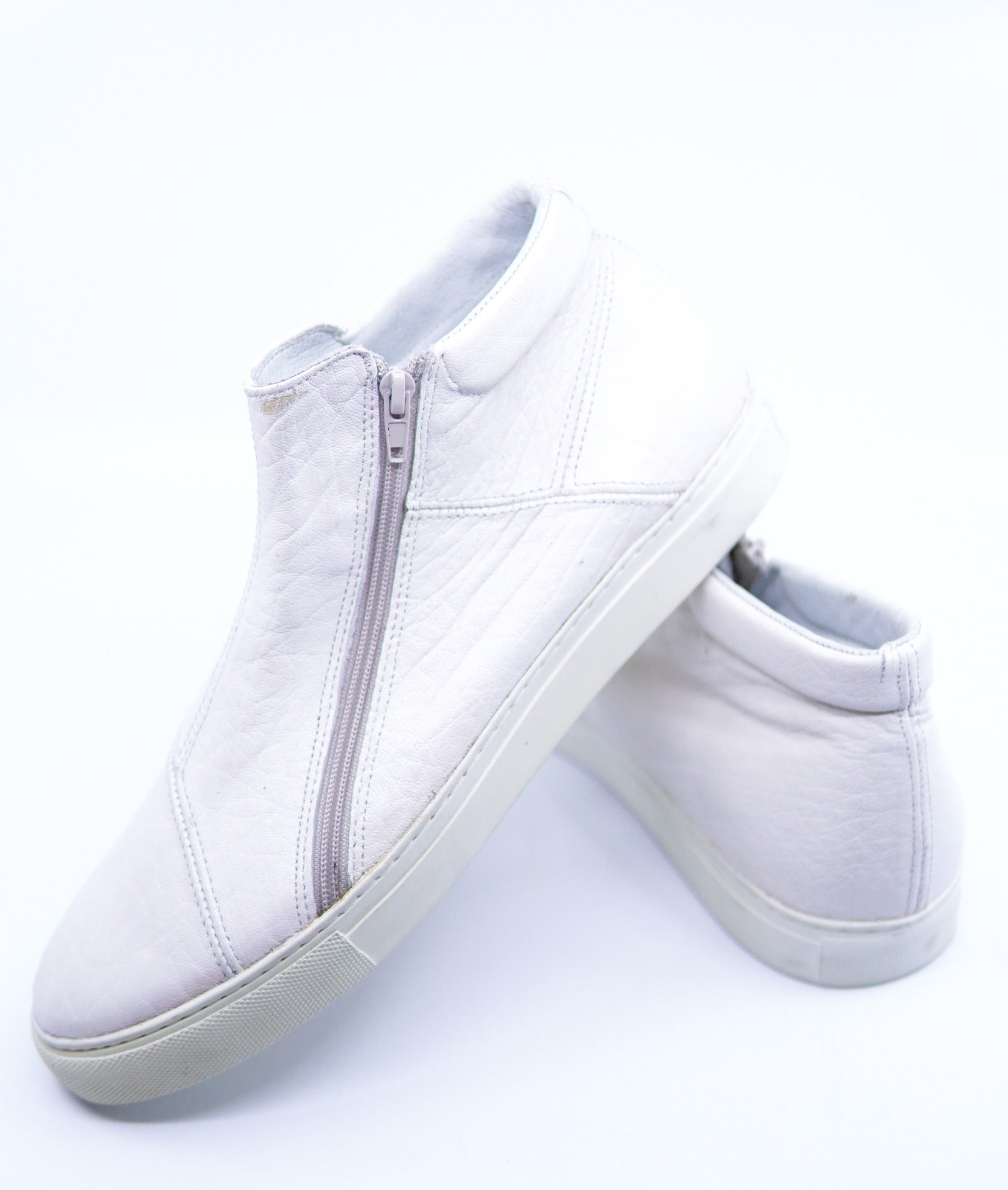 Off White Leather Zipper Sneaker US 10.5 image 3