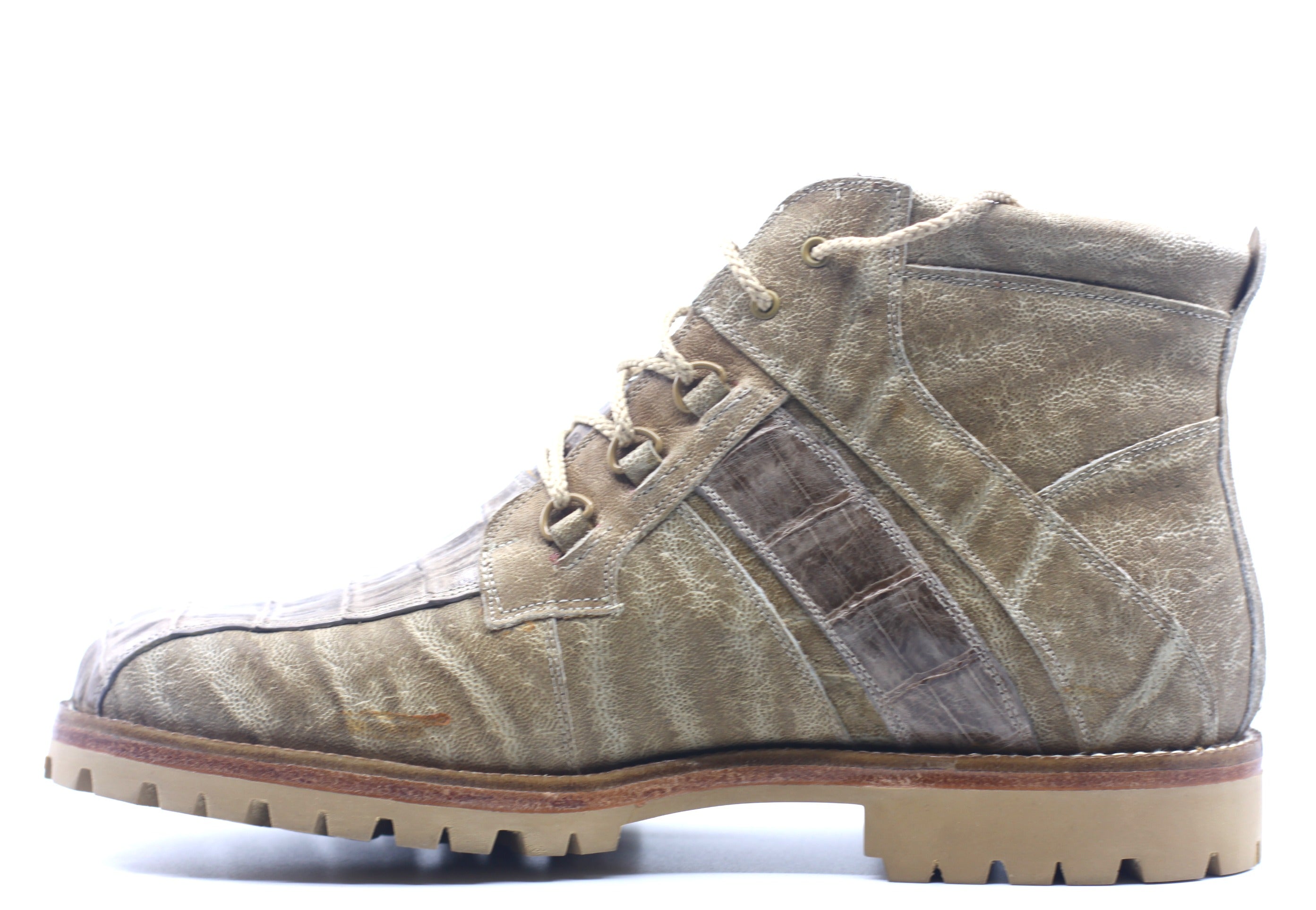 Tan Croc and Leather Combat Boot US 10.5 image 2