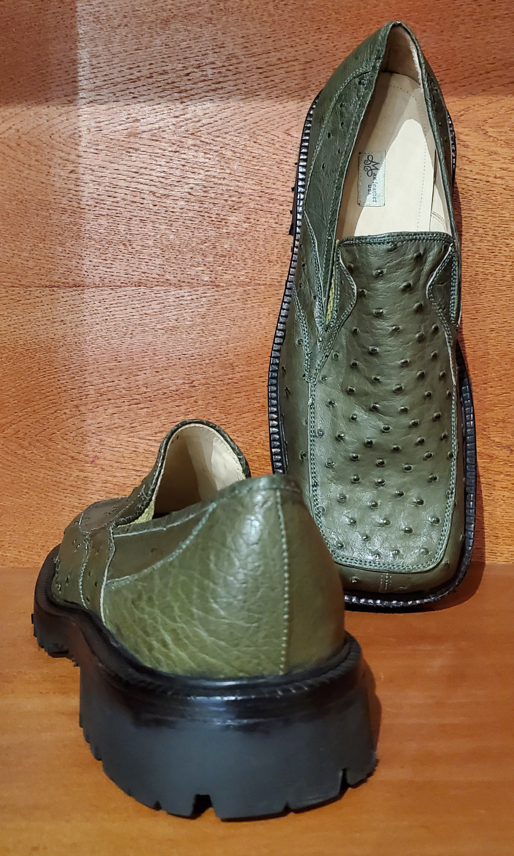 Green Ostrich Loafer with Rubber Sole US Men's 11 image 3