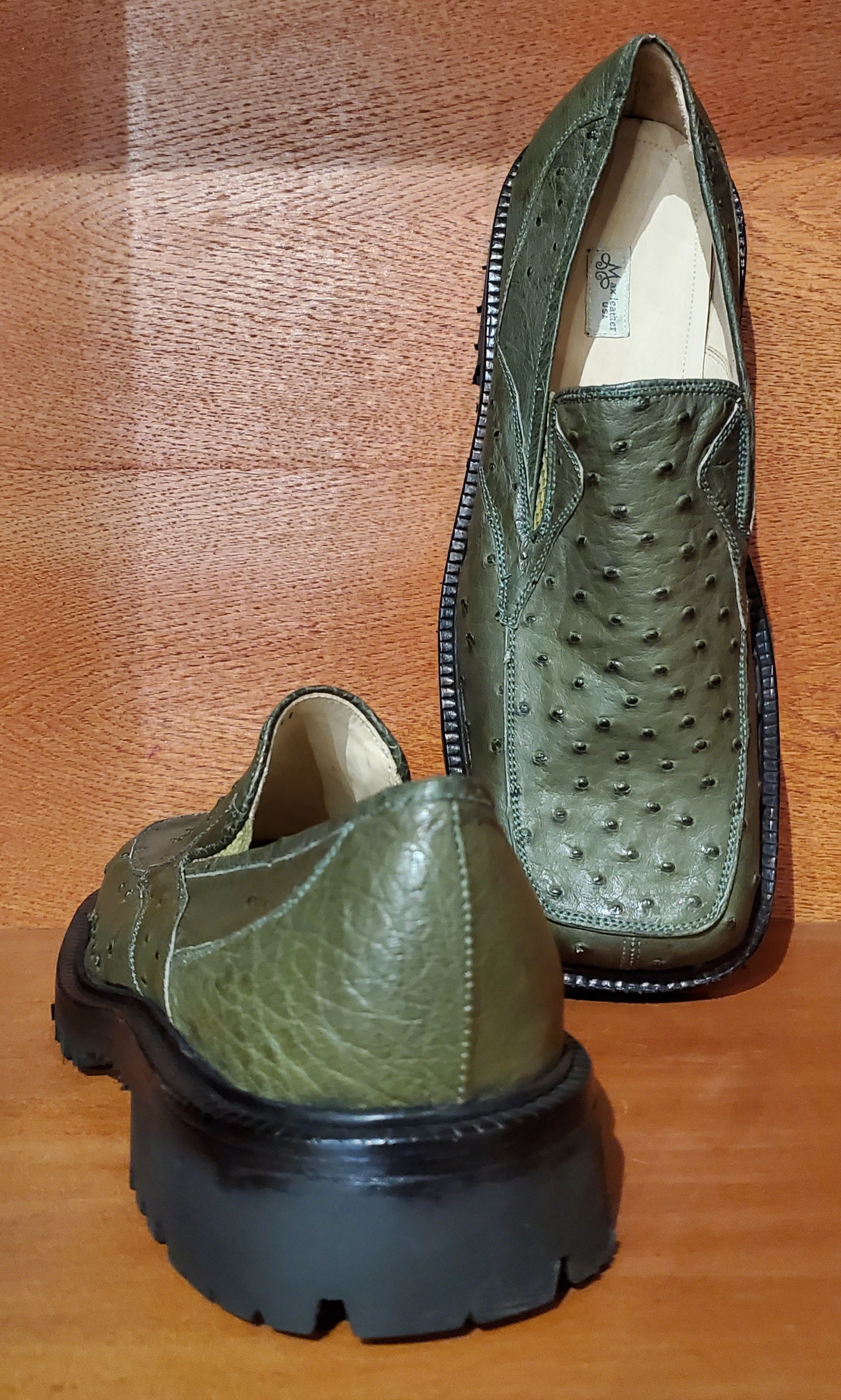 Green Ostrich Loafer with Rubber Sole US Men's 11 image 3