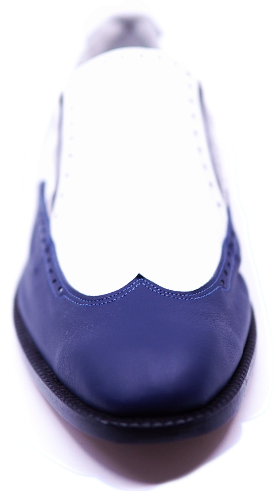 Genuine White & Navy Blue Leather Wingtip Loafer image 3