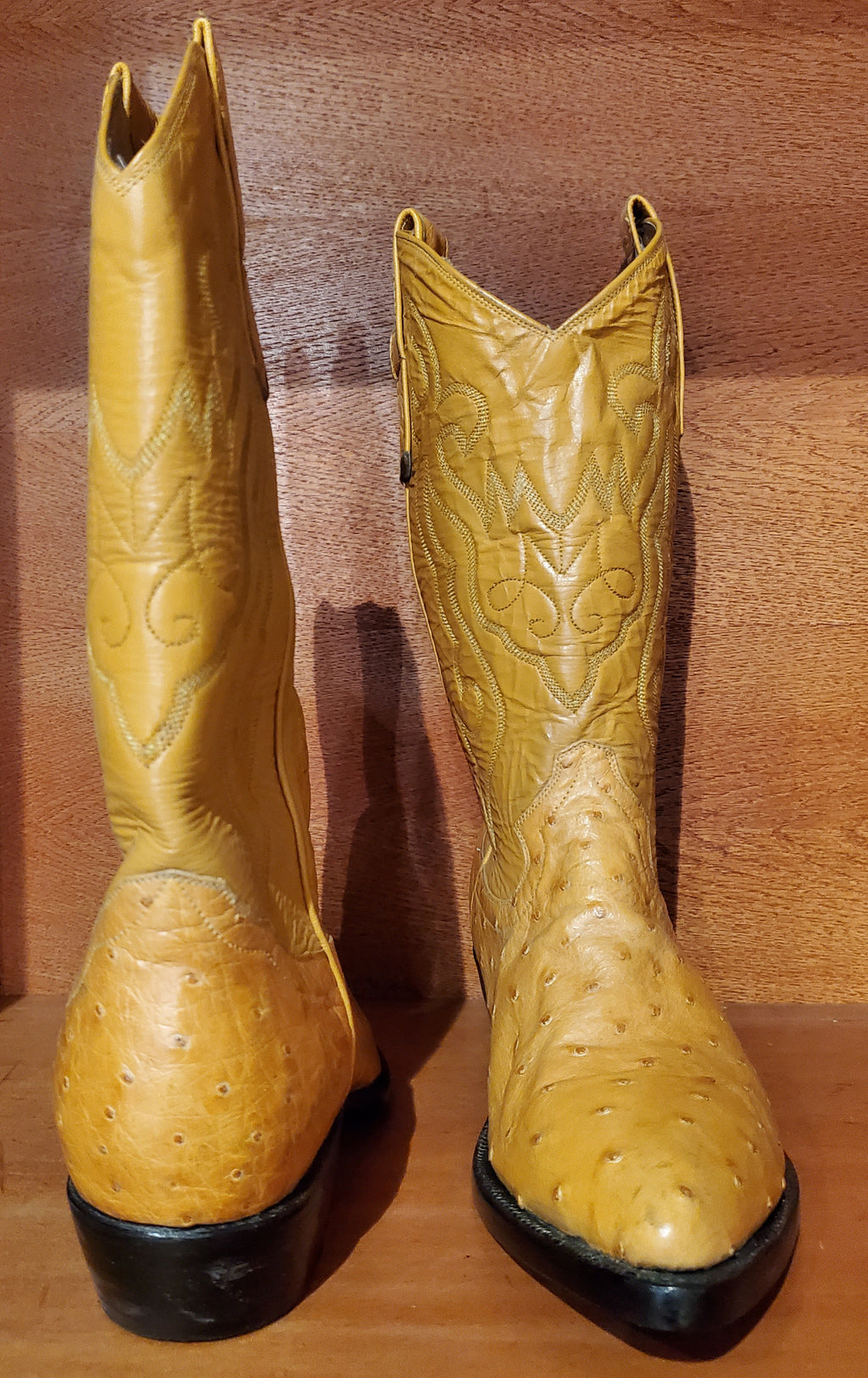 Yellow Ostrich Cowboy Boots US Men's 10.5 image 3