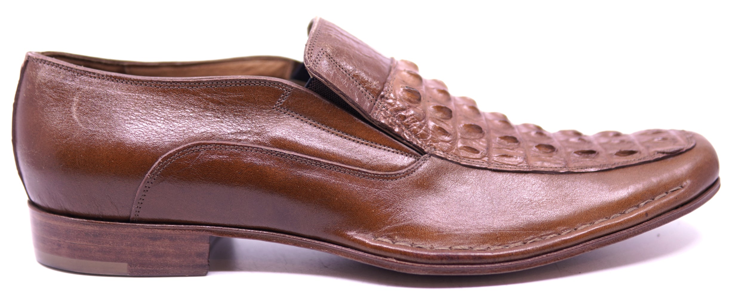 Cognac Hornback Croc & Leather Loafer Dress Shoe image 0