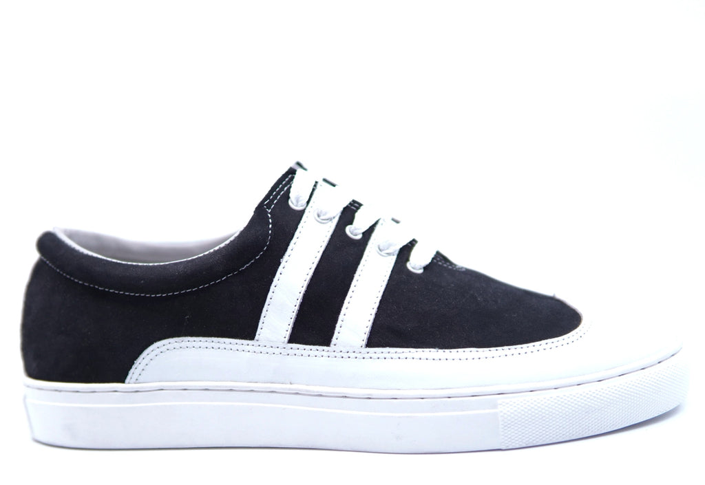 White Leather & Black Suede Sneaker US 9.5 image 0