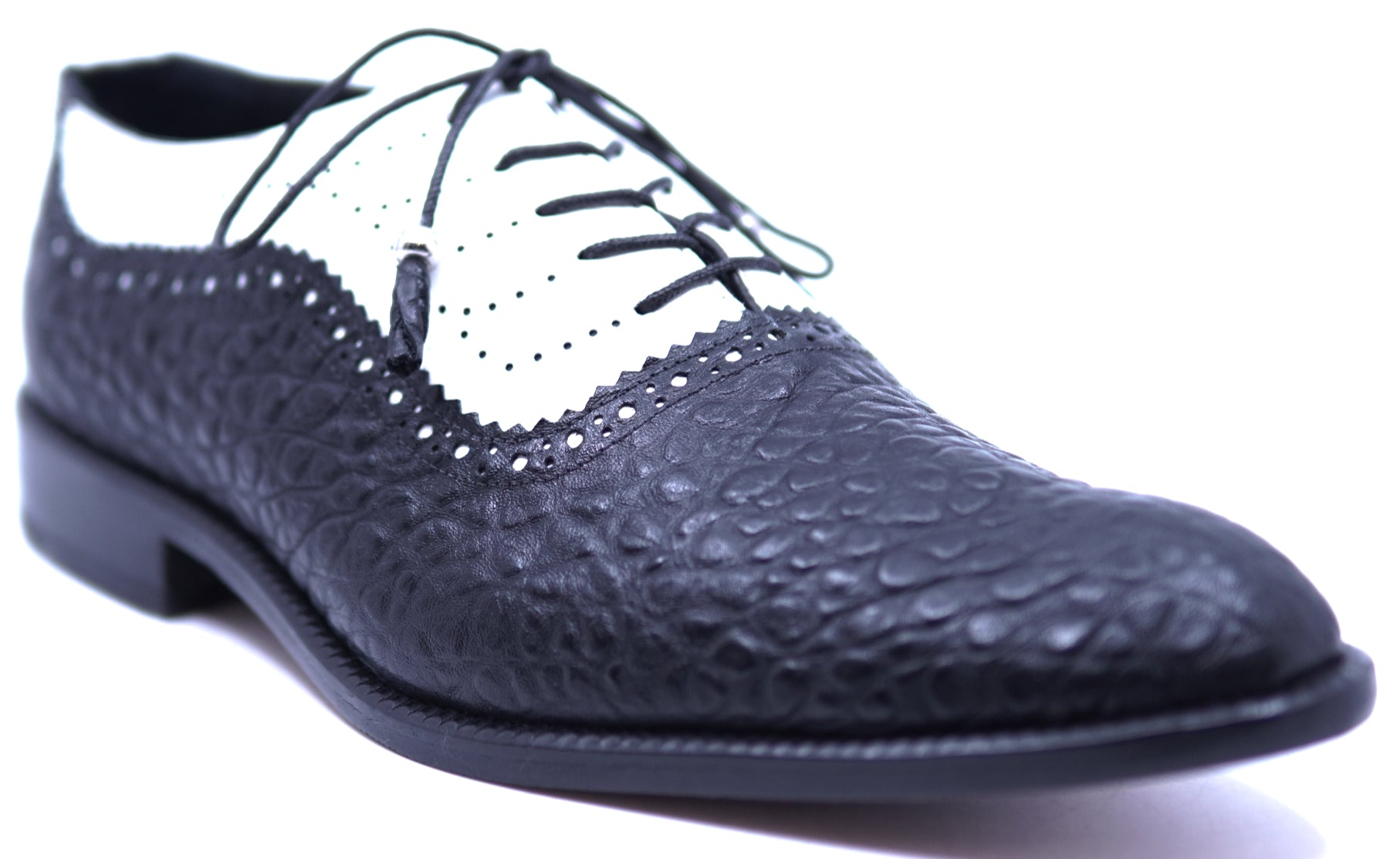 Genuine Black & White Leather Dress Shoe 12-US Men's image 2