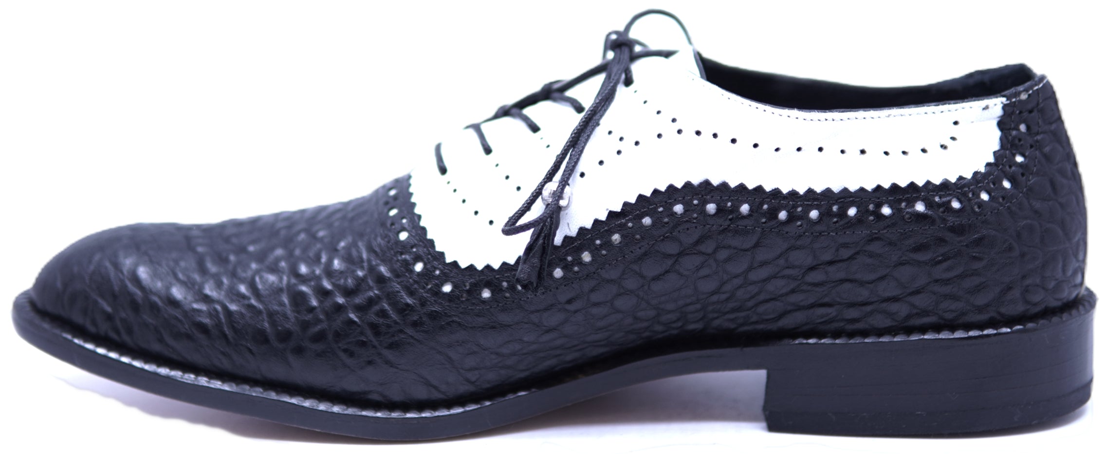 Genuine Black & White Leather Dress Shoe 12-US Men's image 1