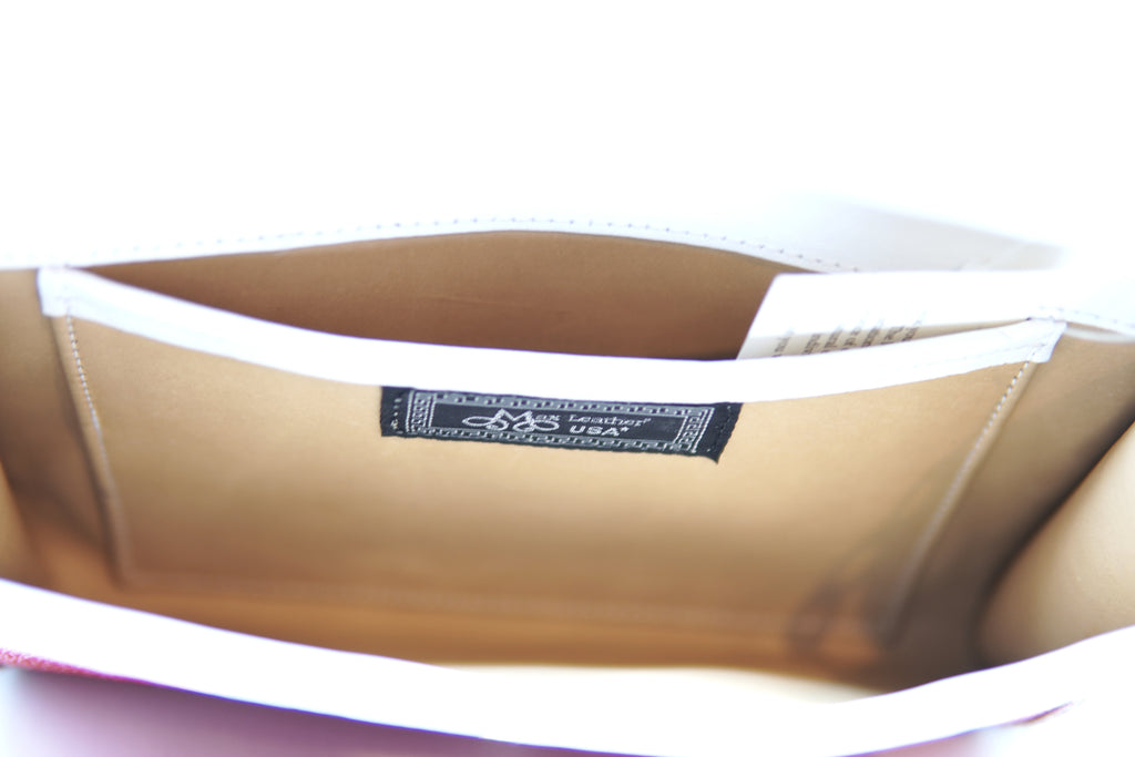 Red Stingray & White Leather Crossbody Bag with Chain Strap image 3