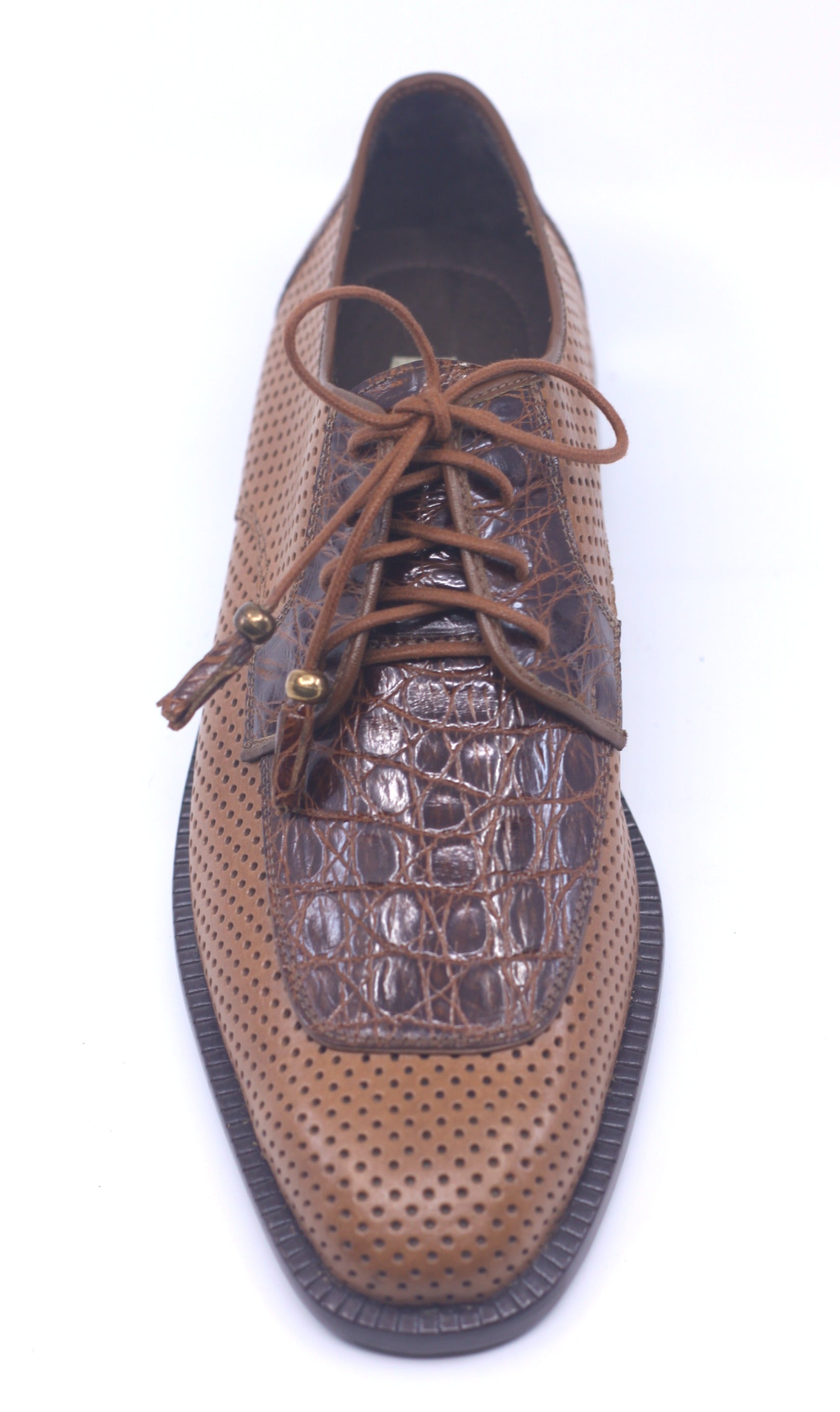 Crocodile and Perforated Leather Dress Shoe US Men's 10 image 1