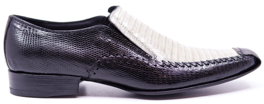 Genuine Black & Beige Lizard Loafer Dress Shoe image 0