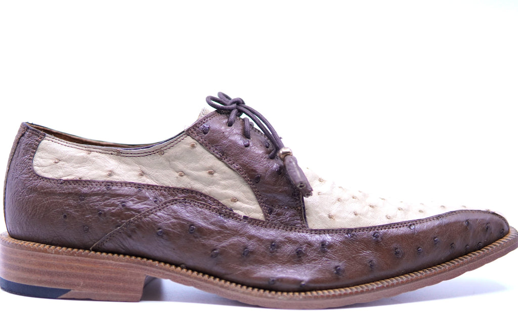 Full Ostrich Brown & Beige Dress Shoes US Men's 10 image 0
