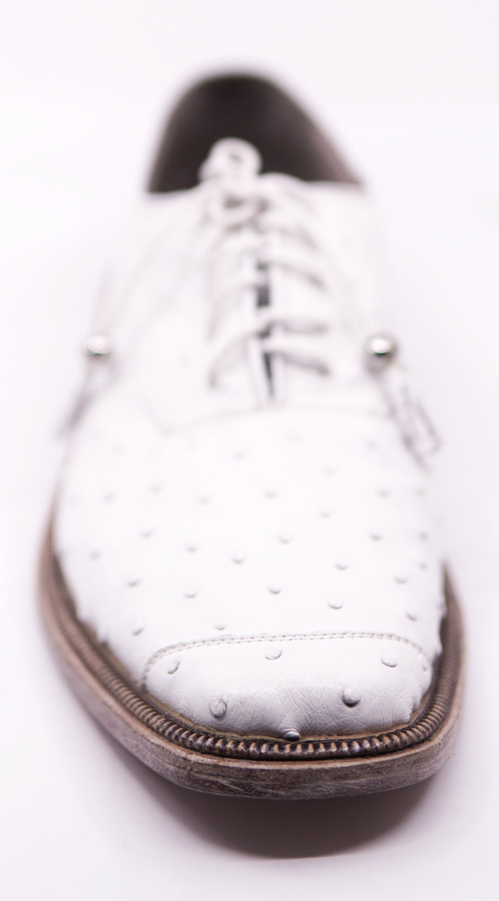 Full White Ostrich Dress Shoe image 3
