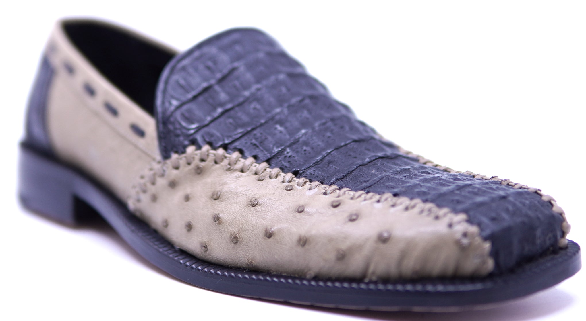 Genuine Black HB Crocodile & Oryx Ostrich Loafer Dress Shoe 12-USMen's image 2