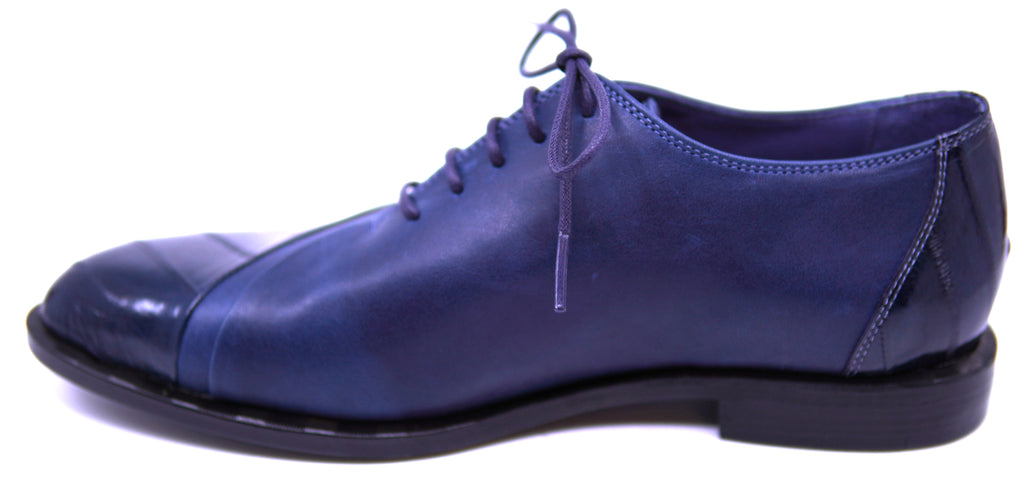 Navy Blue Leather & Eel Dress Shoe image 1
