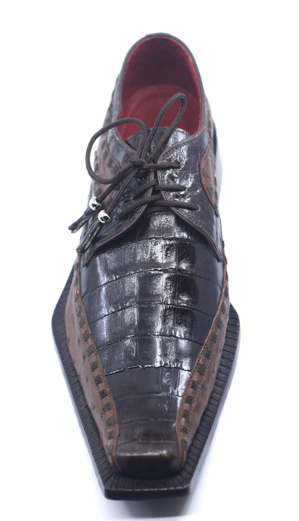 Brown Croc and Ostrich Dress Shoe US 10 image 1