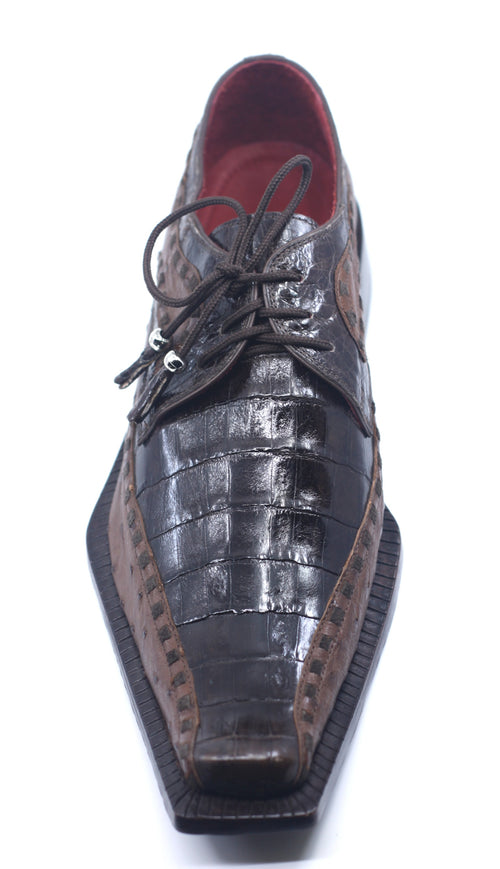 Brown Croc and Ostrich Dress Shoe US 10 image 1