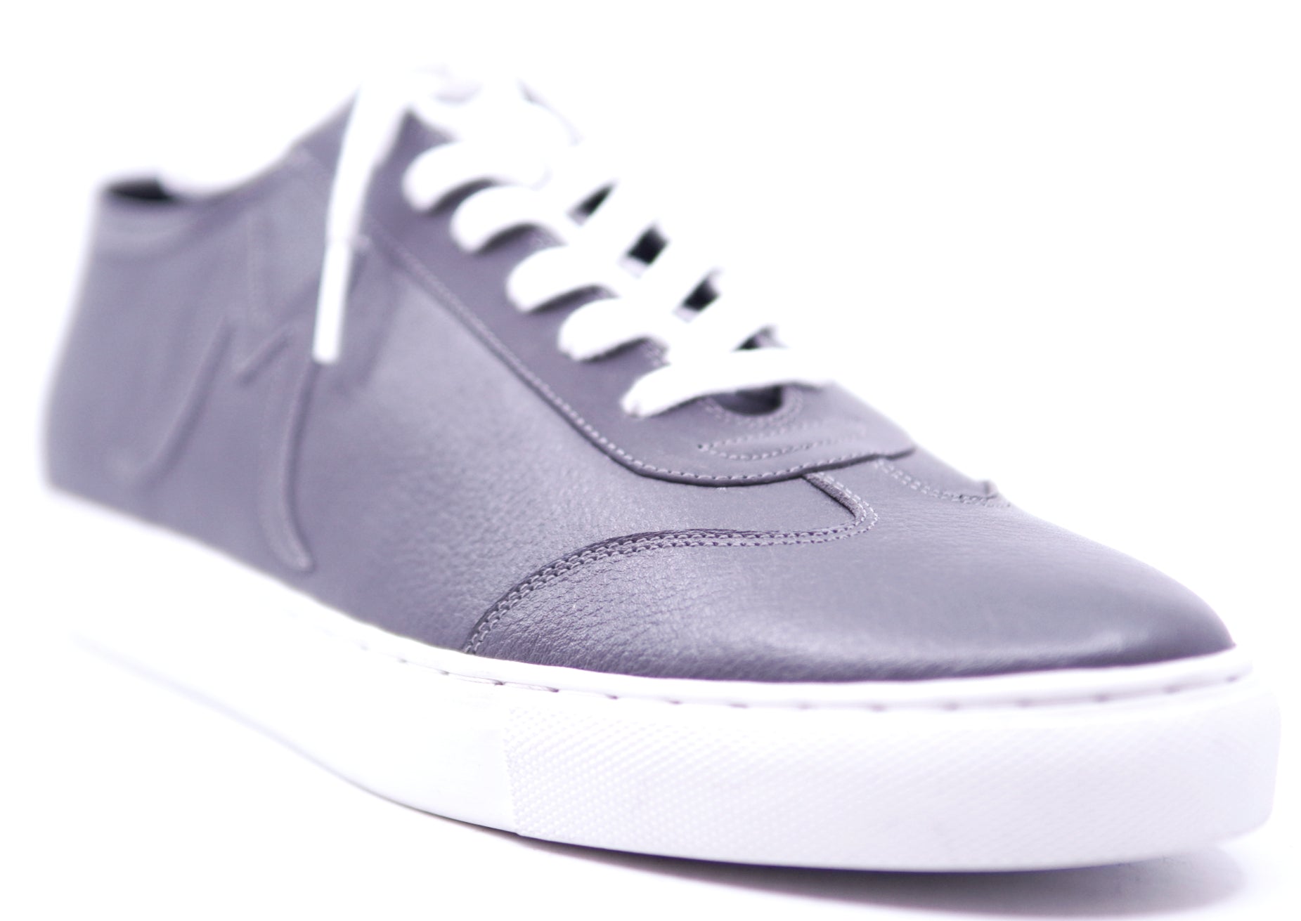 Genuine Gray Leather Sneakers image 2