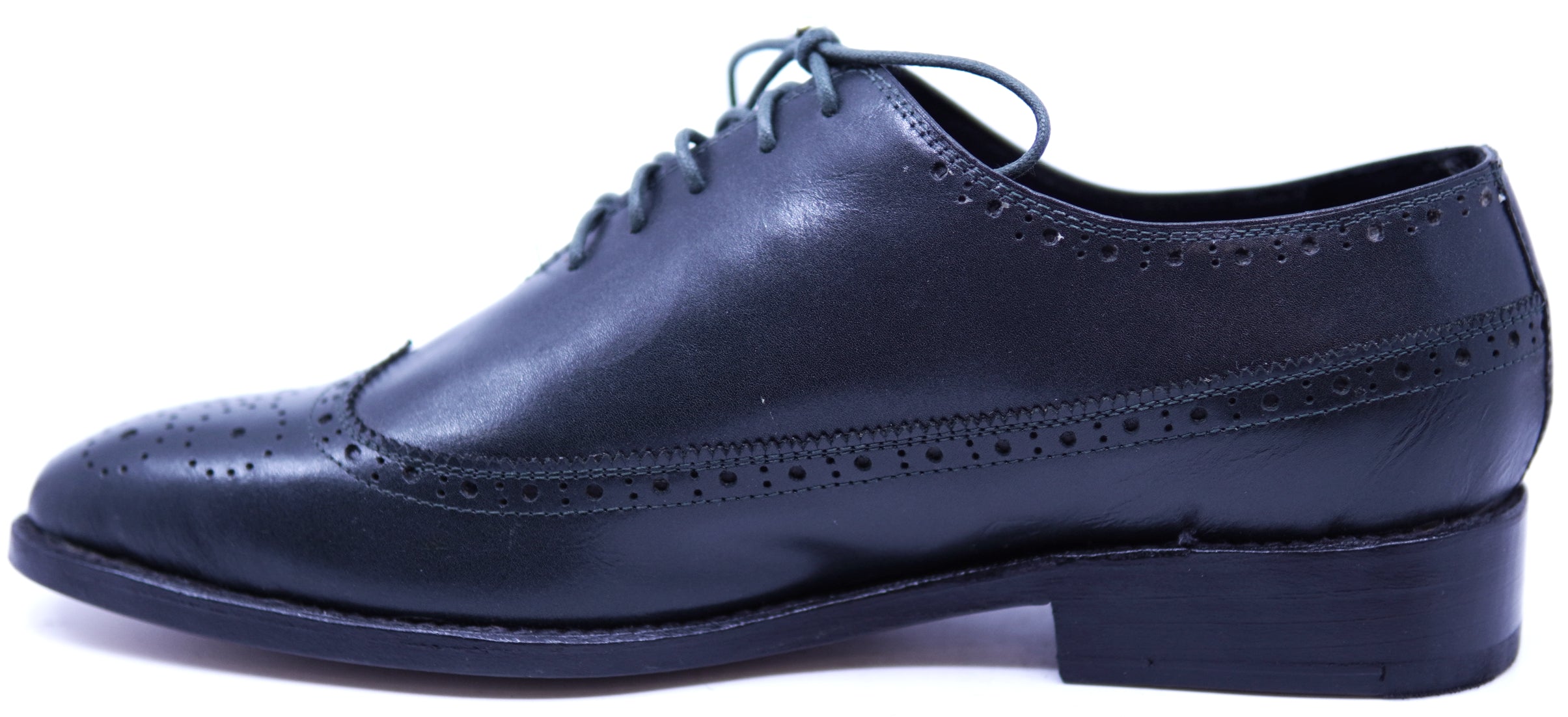 Dark Green Leather Wingtip Dress Shoe image 1