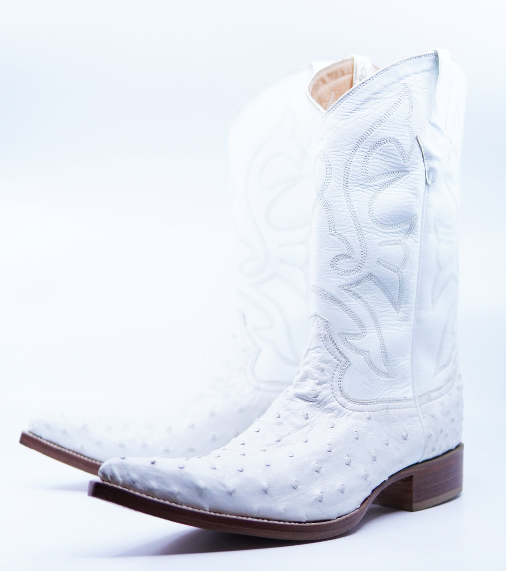 White Ostrich Boots USMen's 11.5 image 3