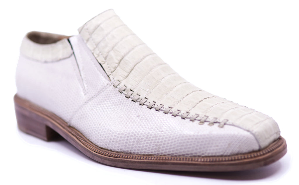 Genuine Beige Lizard & Crocodile Loafer Dress Shoe image 2