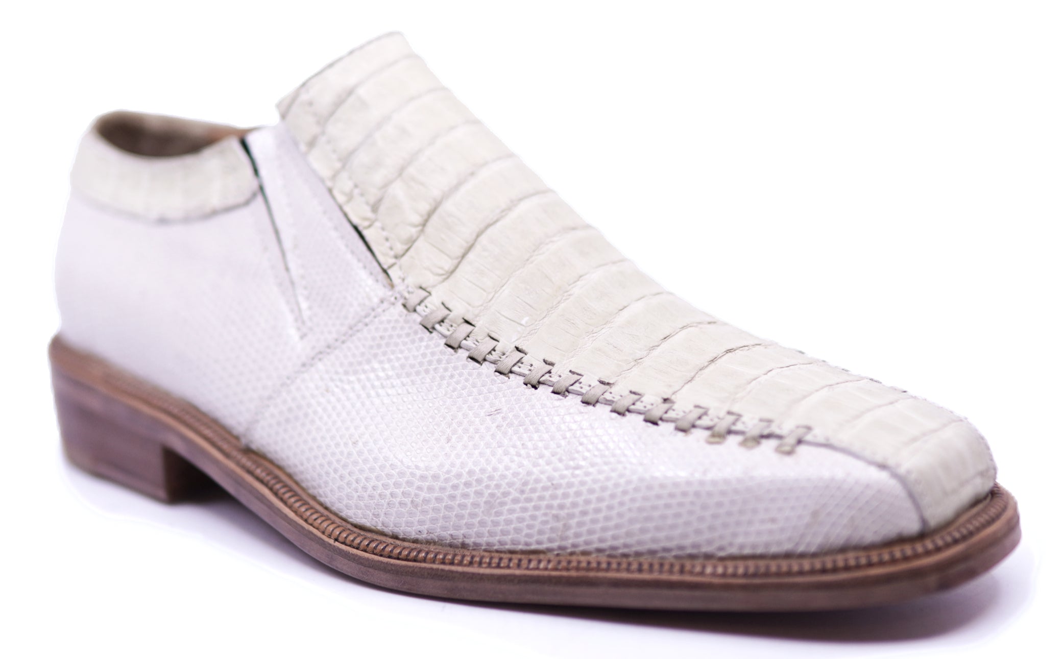 Genuine Beige Lizard & Crocodile Loafer Dress Shoe image 2