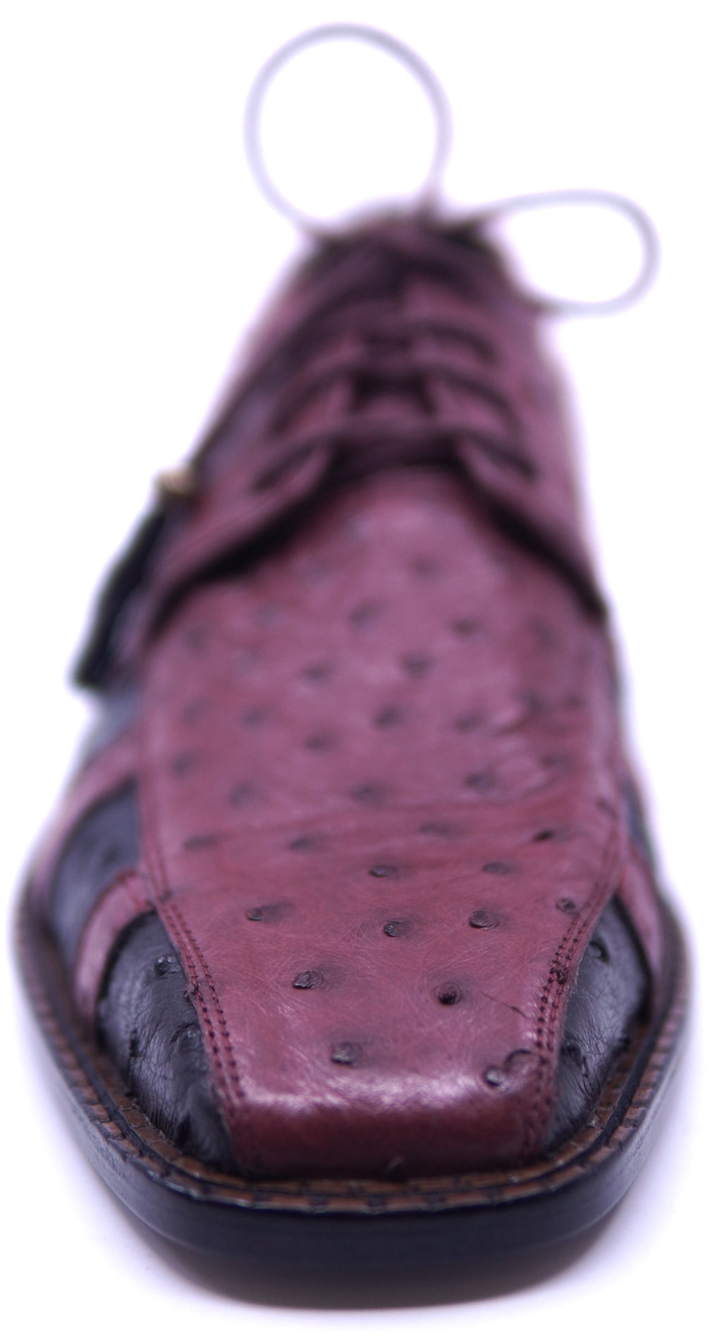 Genuine Black & Burgundy Ostrich Dress Shoe image 2