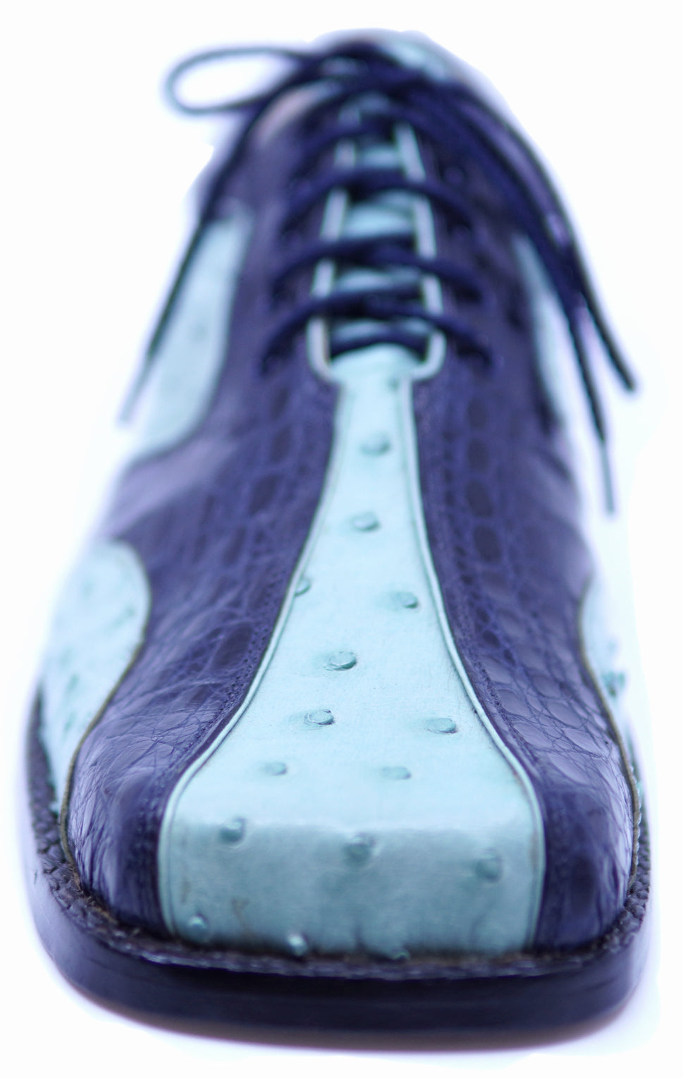 Genuine Navy Blue Alligator & Baby Blue Ostrich Dress Shoe image 3