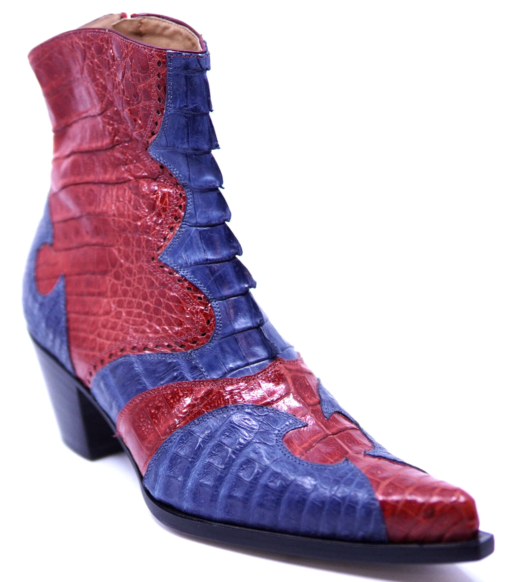Red & Navy Blue Crocodile Botin image 2