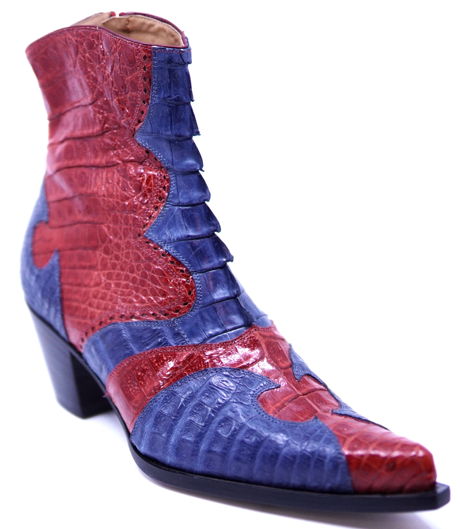 Red & Navy Blue Crocodile Botin image 2